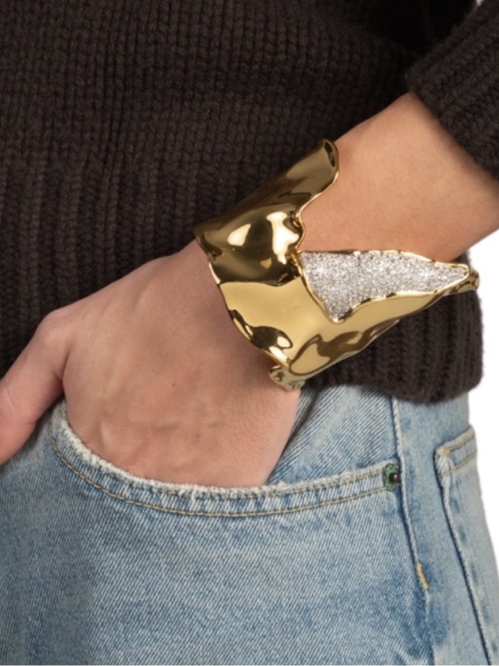 ALEXIS BITTAR • Solanales Gold Hidden Diamond Treasure Cuff Bracelet